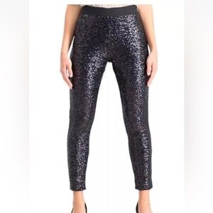 GAP Black Sequin Ankle Pants Size Small Party NYE Dressy